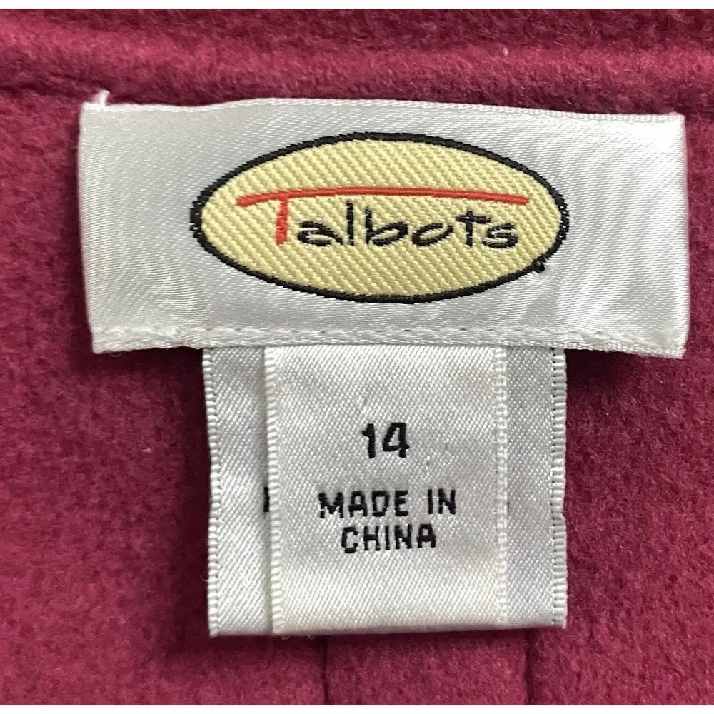 TALBOTS Womens 100%‎ Wool Open front Hot Pink Blazer Back Pleat Jacket Sz.14 EUC